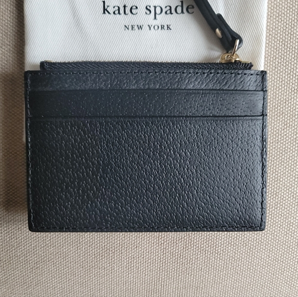 KATE SPADE Leather Gold Accent Card Slot w. Dust Bag - Picture 6 of 7